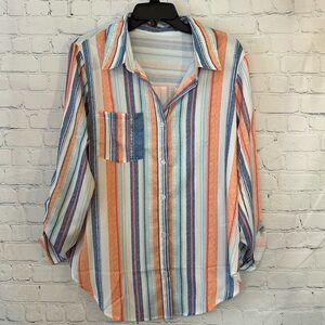 Amazon n brand soft and silky striped blouse NWOT